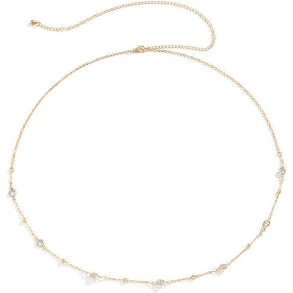 Gold Body Chain Jewelry for Women by QWALIT Pearl Bra Waist Necklace Sexy Gift - Picture 3 of 4